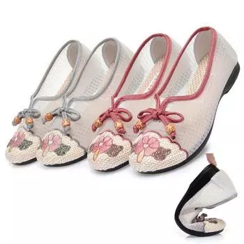 Весенне-летние дышащие сетчатые туфли с цветочной вышивкой, женские дышащие сандалии с отверстиями, пляжная обувь 35 красный