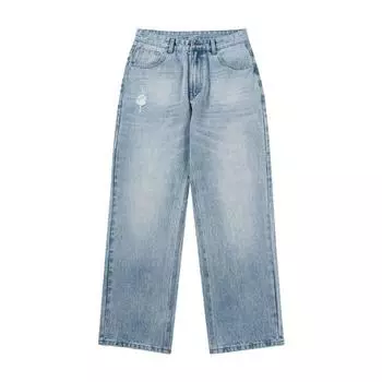 Весенне-летние джинсы с рваными деталями в американском стиле, мужские повседневные ретро прямые микро-конические брюки S