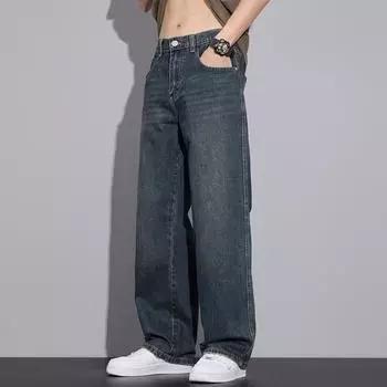 Весенне-летние джинсы трендовые американские свободные широкие прямые повседневные универсальные брюки 28