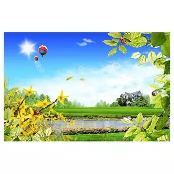 Весенне-летние мероприятия, В помещении/На открытом воздухе, Цветочный декор, Фон для вечеринки, Фотогалерея, Настенный гобелен-фон «Голубое небо и белые облака» 5*3ft (150*100cm)