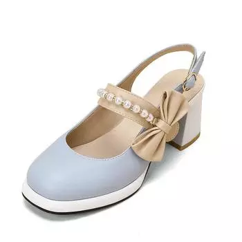 Весенне-летние милые женские сандалии принцессы, модельная юбка, повседневная студенческая обувь, туфли на толстом каблуке с квадратной головкой и бантом, обувь с пряжкой и кольцом 42 небесно-голубой