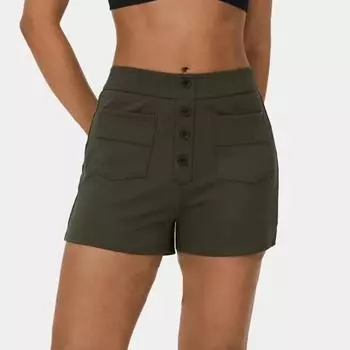 Весенне-летние модные универсальные повседневные женские однотонные шорты с высокой эластичной пуговицей и множеством карманов XXL белый