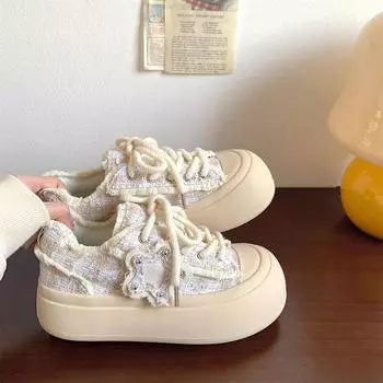 Весенне-летние новые классические туфли в стиле ретро, удобные туфли на платформе для хлеба 35 белый