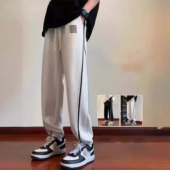 Весенне-летние новые модные повседневные брюки, американские свободные повседневные спортивные брюки, повседневные универсальные однотонные спортивные штаны большого размера 5XL серый