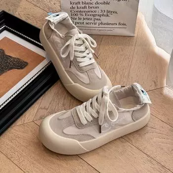 Весенне-летние новые студенческие женские туфли, маленькие белые туфли, дышащие повседневные кеды, универсальные модные одинарные туфли 35 бежевый