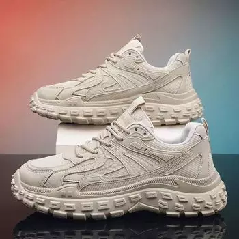 Весенне-летние новые трендовые повседневные мужские кроссовки, модная обувь для папы, дышащие кроссовки с сеткой, уличные кроссовки 39 бежевый