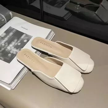 Весенне-летние новые женские тапочки на плоской подошве с сумкой, корейское издание, темпераментные женские модные повседневные тапочки квадратной формы 40