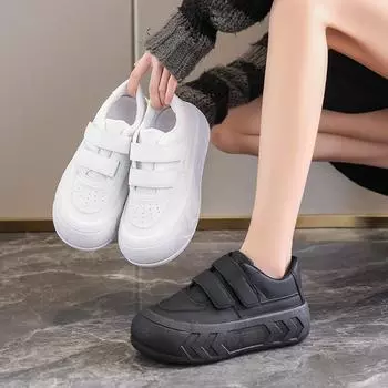 Весенне-летние повседневные модные новые однотонные кроссовки с круглым носком на толстой подошве, удобная женская прогулочная обувь 35