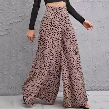 Весенне-летние повседневные женские широкие брюки с леопардовым принтом и эластичной резинкой на талии для йоги S зелёный