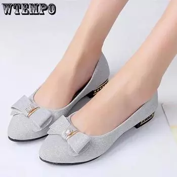 Весенне-летние профессиональные туфли на плоской подошве с острым носком на низком каблуке, рабочая повседневная обувь с неглубоким носком 36 серебряный