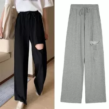 Весенне-летние прямые свободные повседневные брюки с высокой талией, брюки для мытья полов, драпированные широкие брюки M