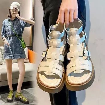 Весенне-летние ретро-туфли с пряжкой на плетеном ремне, на толстой подошве, в стиле «маффин», с нескользящей отделкой 39EU/CN40 зелёный