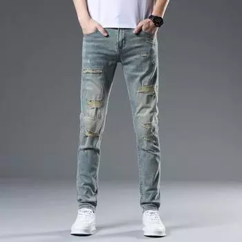 Весенне-летние рваные джинсы мужские брюки слим фит мужские брюки 28