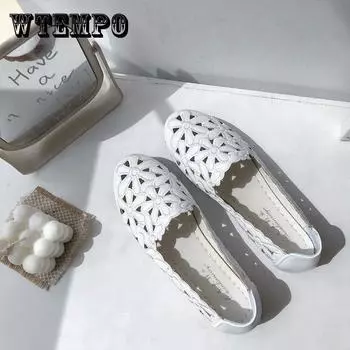 Весенне-летние сандалии на полой основе, женская универсальная обувь с отверстиями на плоской подошве с мягкой подошвой, нескользящая обувь в горошек на плоской подошве 35