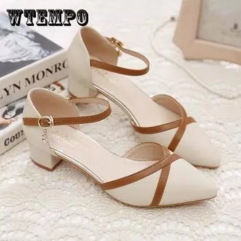 Весенне-летние сандалии на толстом каблуке, женские летние женские сандалии 35 дубильная кора