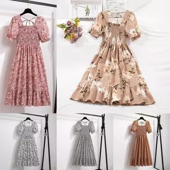 Весенне-летние шифоновые платья, модные женские плиссированные повседневные платья с эластичной резинкой на талии и короткими рукавами, женские платья трапециевидной формы One Size