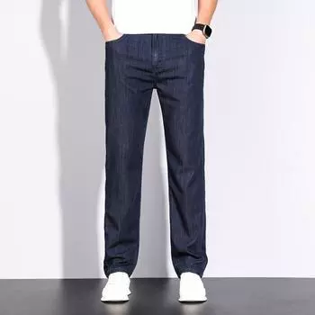 Весенне-летние тонкие супермягкие хлопковые джинсы с высокой посадкой, свободные, легкие, деловые, узкие прямые мужские брюки 28