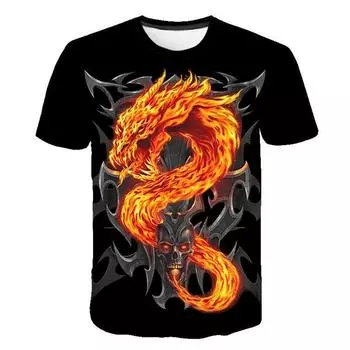 Весенне-летние топы, мужская одежда больших размеров, футболка с 3D принтом дракона, футболки с животными, топ с короткими рукавами и круглым вырезом, дышащие мужские рубашки S