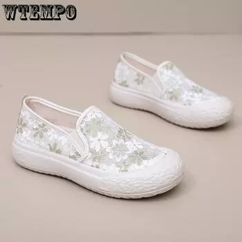 Весенне-летние туфли на полой подошве. Дышащие и удобные модные легкие нескользящие туфли с кружевной сеткой. 36