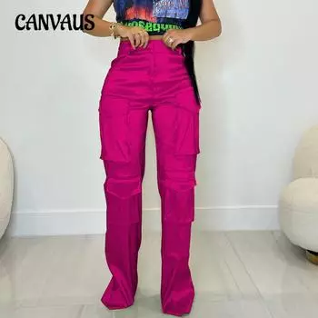 Весенне-летние женские брюки, модные повседневные однотонные брюки для рабочей одежды с несколькими карманами S жёлтый