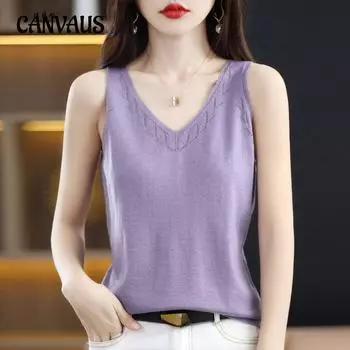 Весенне-летние женские камзолы с v-образным вырезом, короткие нишевые дизайны, тонкие полые широкие трикотажные жилеты S бежевый