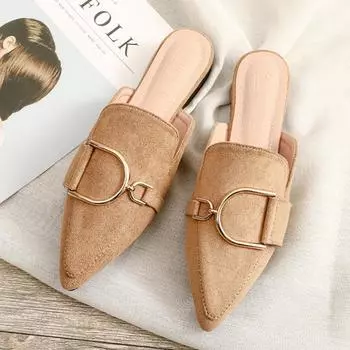 Весенне-летние женские корейские замшевые полутапочки из флока, женские модельные туфли на плоской подошве, новые Zapatillas Mujer цвета хаки, розовые 42 красный