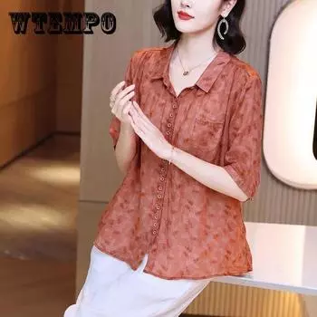 Весенне-летние женские однотонные повседневные шифоновые блузки с длинными рукавами, рубашки с v-образным вырезом, модные топы, Blusas большого размера M красный