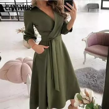 Весенне-летние женские платья, модные платья с коротким рукавом и V-образным вырезом с принтом S абрикосовый