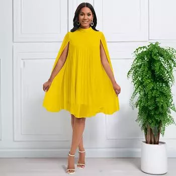 Весенне-летние женские платья, темпераментные модные шифоновые пуловеры, накидка с рукавами «летучая мышь», платья большого размера L темно-синий