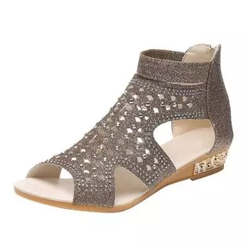 Весенне-летние женские сандалии на металлической полой танкетке в римском стиле 36 чёрный