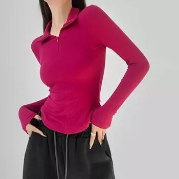 Весенне-летние женские тонкие футболки с длинным рукавом, модные женские однотонные повседневные футболки, эластичные сексуальные укороченные топы, женские футболки S чёрный