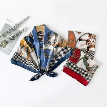 Весенне-летний атласный длинный шарф для женщин, солнцезащитная шаль, модный атласный длинный шарф для красоты, универсальный дорожный шарф 90*90cm