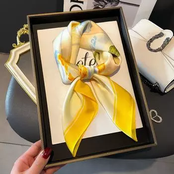 Весенне-летний атласный длинный шарф для женщин, солнцезащитная шаль, модный атласный длинный шарф для красоты, универсальный дорожный шарф 70*70cm