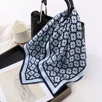 Весенне-летний атласный длинный шарф для женщин, солнцезащитная шаль, модный атласный длинный шарф для красоты, универсальный дорожный шарф 53*53cm