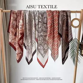 Весенне-летний атласный длинный шарф для женщин, солнцезащитная шаль, модный атласный длинный шарф для красоты, универсальный дорожный шарф 68*68cm