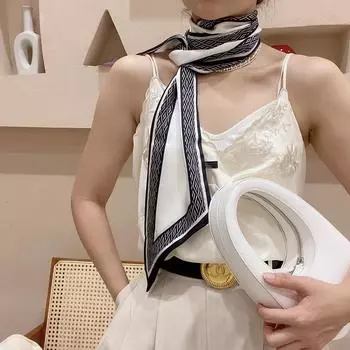 Весенне-летний атласный длинный шарф для женщин, солнцезащитная шаль, модный атласный длинный шарф для красоты, универсальный дорожный шарф 14*145cm