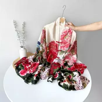 Весенне-летний атласный длинный шарф для женщин, солнцезащитная шаль, модный атласный длинный шарф для красоты, универсальный дорожный шарф 180*90cm