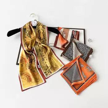 Весенне-летний атласный длинный шарф для женщин, солнцезащитная шаль, модный атласный длинный шарф для красоты, универсальный дорожный шарф 17*150cm