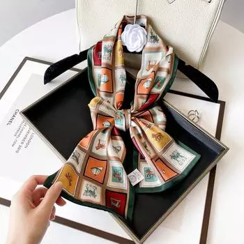 Весенне-летний атласный длинный шарф для женщин, солнцезащитная шаль, модный атласный длинный шарф для красоты, универсальный дорожный шарф 17*150cm