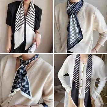 Весенне-летний атласный длинный шарф для женщин, солнцезащитная шаль, модный атласный длинный шарф для красоты, универсальный дорожный шарф 14*145cm