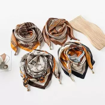 Весенне-летний атласный длинный шарф для женщин, солнцезащитная шаль, модный атласный длинный шарф для красоты, универсальный дорожный шарф 70*70cm