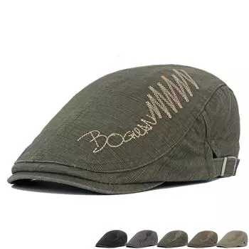 Весенне-летний берет, мужская хлопковая кепка газетчика с вышивкой букв, кепка вперед, уличная солнцезащитная шляпа чёрный