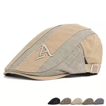 Весенне-летний берет с вышивкой в виде букв, британская кепка с блокировкой цветов, мужская солнцезащитная шляпа среднего возраста, фуражка, кепка газетчика, шляпы художников Гэтсби серый