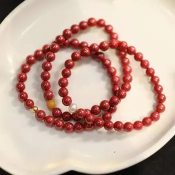 Весенне-летний браслет из натурального камня 6 мм, браслет из киновари, женский браслет из медового воска, дизайнерская версия, браслет Benmingnian, подарок