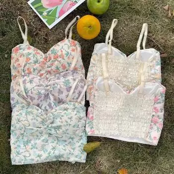 Весенне-летний французский жилет на бретельках, короткие майки с подкладкой для бюстгальтера, сексуальные тонкие однотонные футболки и топы, майки и майки