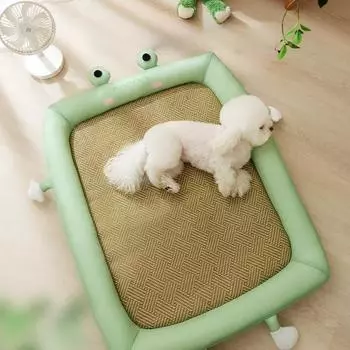Весенне-летний коврик для собак из ротанга с милым животным, дышащее прохладное гнездо, кошачье гнездо, плюшевая собачья кровать, коврик для домашних животных, принадлежности M 55*40