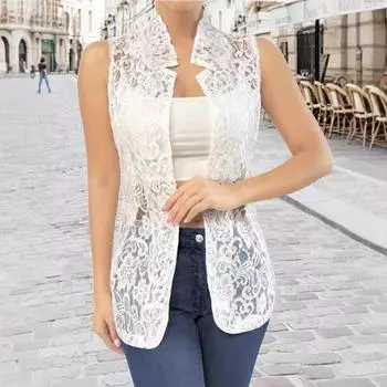 Весенне-летний маленький костюм, модная и универсальная однотонная рубашка без рукавов S белый