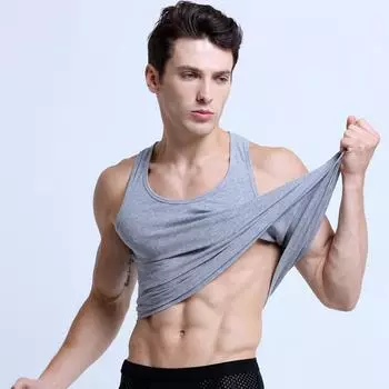 Весенне-летний мужской хлопковый жилет на плечах, спортивная толстовка для фитнеса, быстросохнущая футболка без рукавов, мужская нижняя рубашка, однотонные топы L чёрный