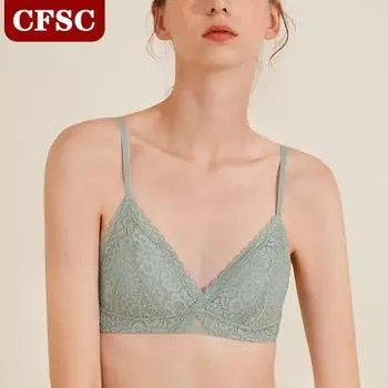 Весенне-летний новый бесшовное нижнее белье с треугольными чашками для девочек, французский кружевной бюстгальтер, сексуальный бюстгальтер, женский бюстгальтер
