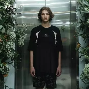 Весенне-летний новый функциональный костюм для гонок на ветру, футболка с принтом, простая модная мужская футболка с короткими рукавами, рубашка в уличном стиле M белый